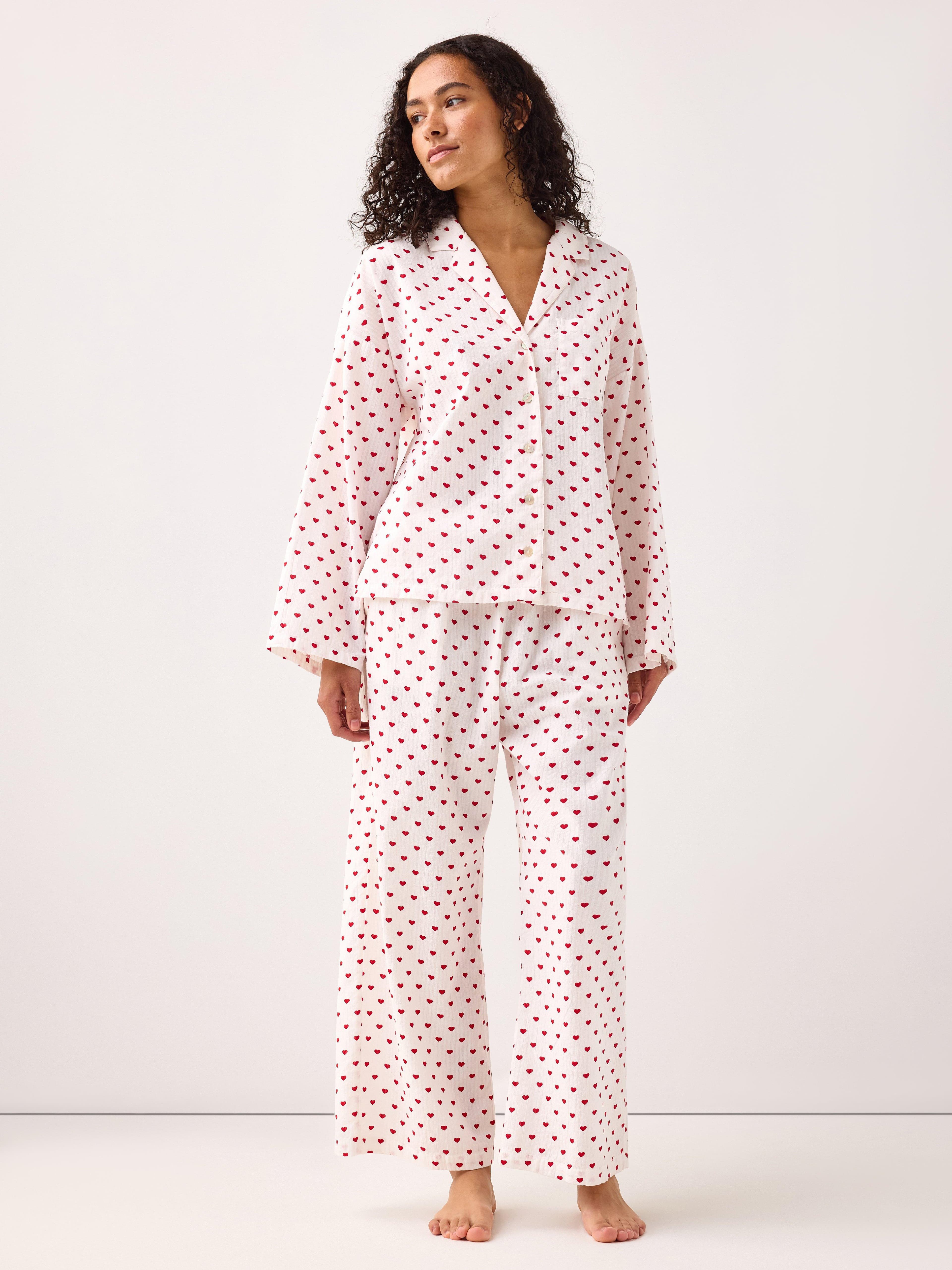 Cropped pyjamasbukse i seersucker