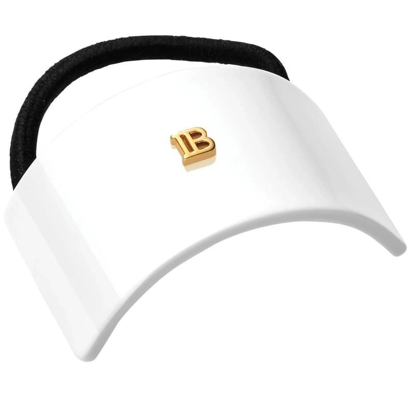 Balmain Paris ACCESSORIES Cellulose Acetate Elastique pour Cheveux White 18k Gold