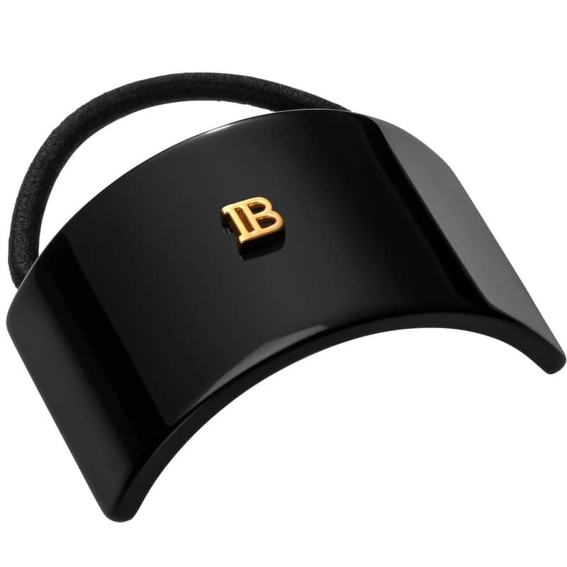 Balmain Paris ACCESSORIES Cellulose Acetate Elastique pour Cheveux Black 18k Gold