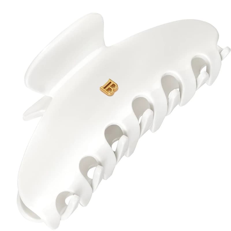 Balmain Paris ACCESSORIES Cellulose Acetate Pince à cheveux Large White 18k Gold