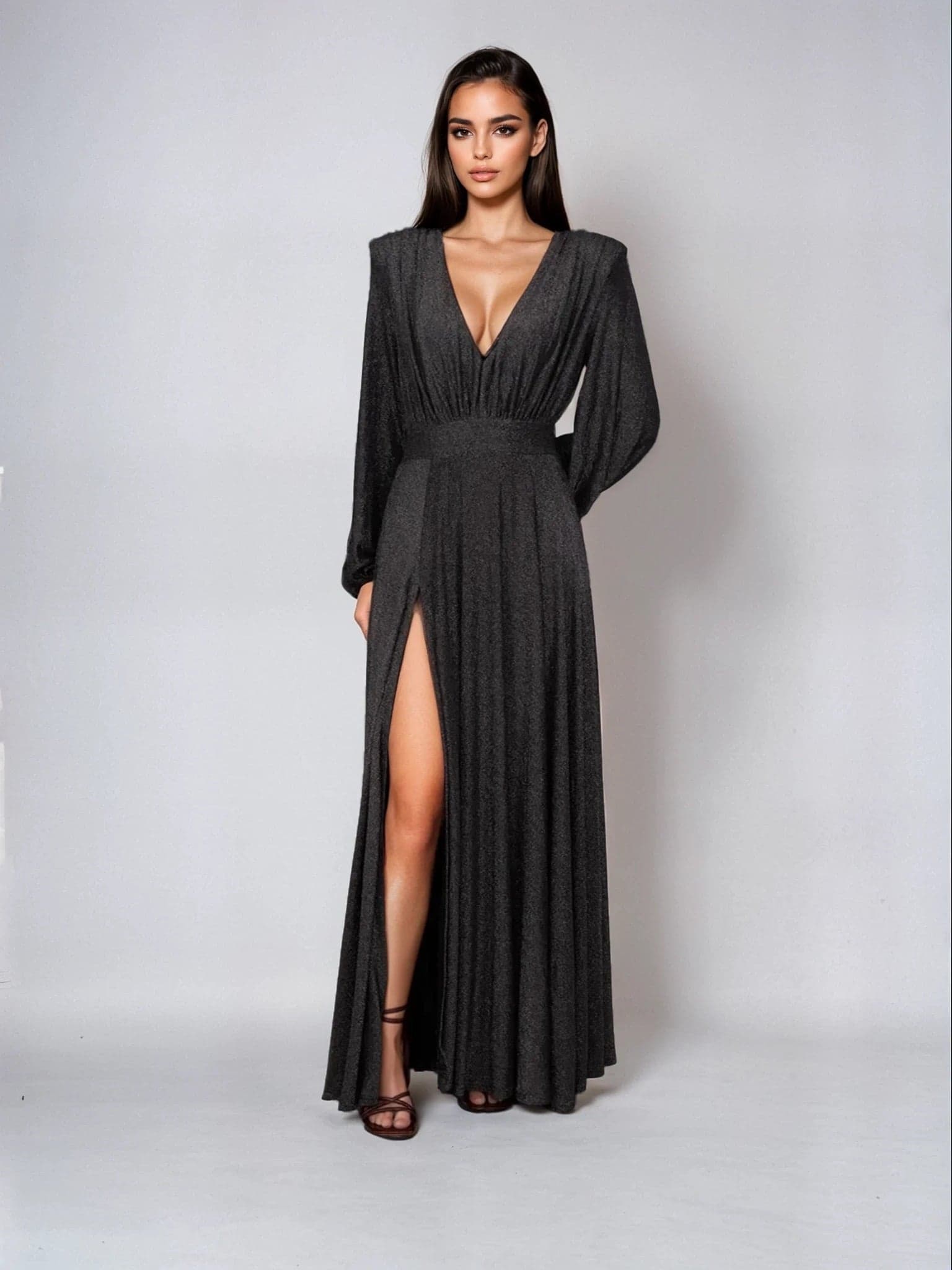 Antonella Maxi Dress - Glittering Silvery
