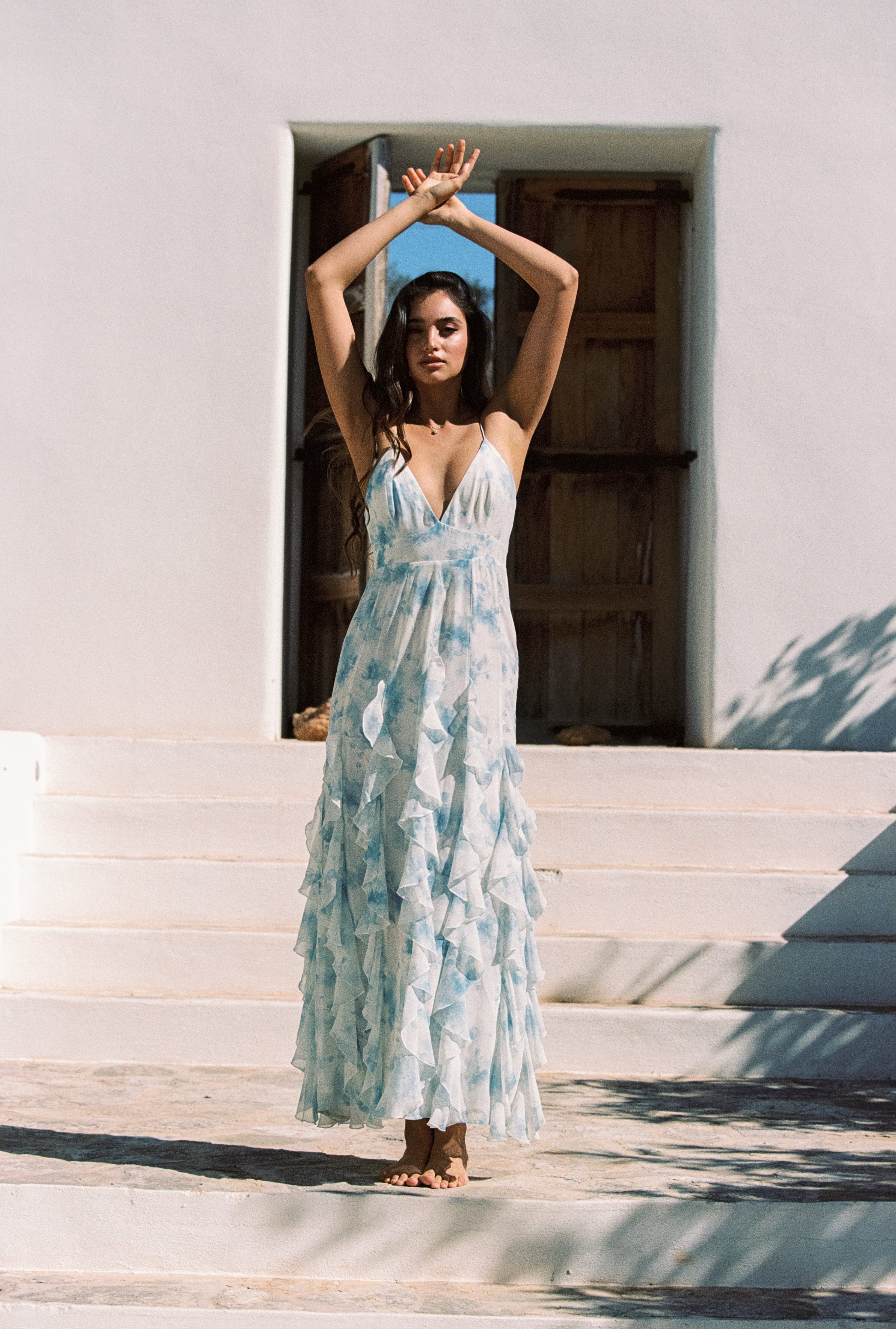 Aria Ruffle Dress - Dreamy Azure