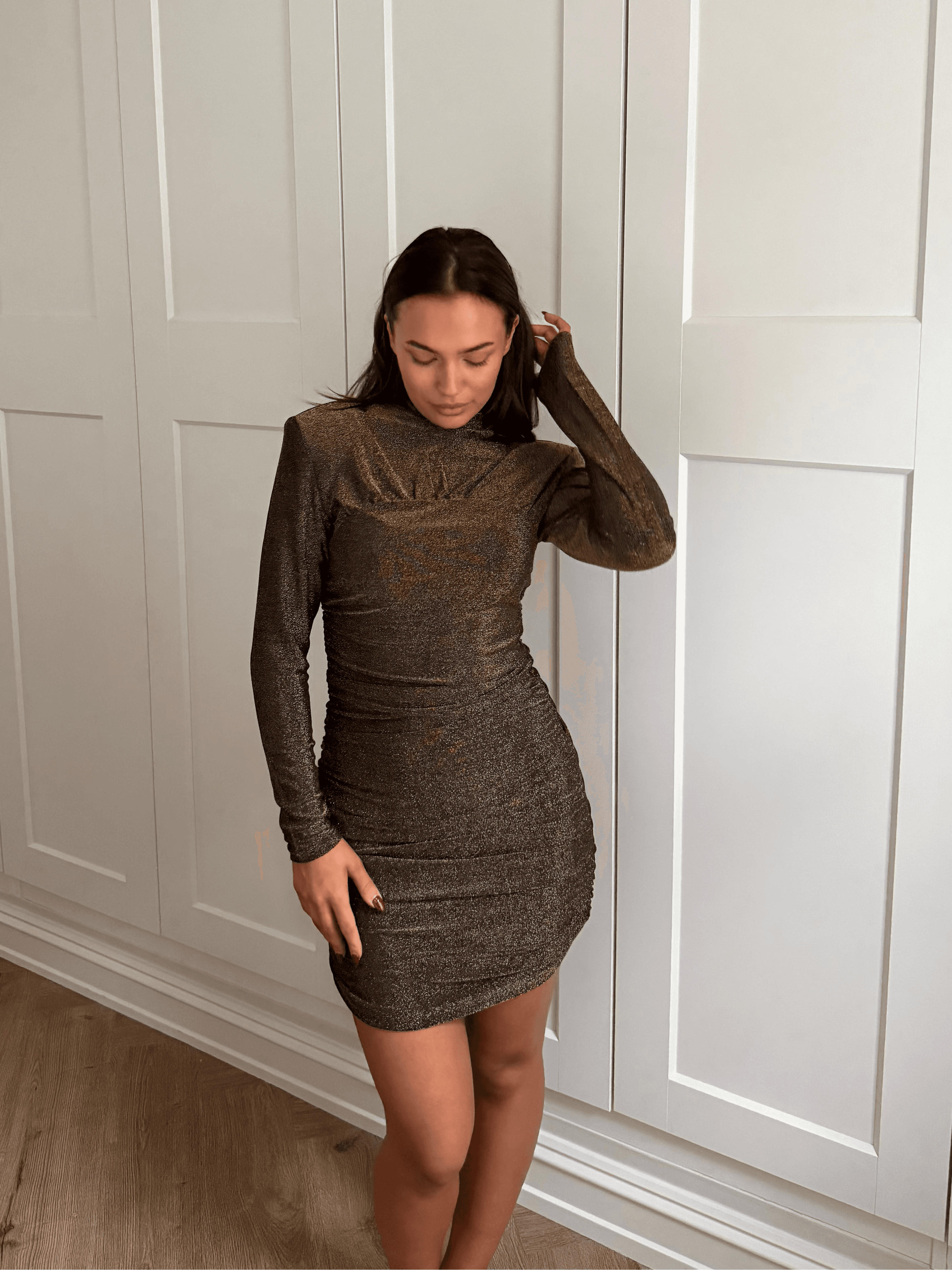 Anthea Bustier Mini Dress - Glittering Golden