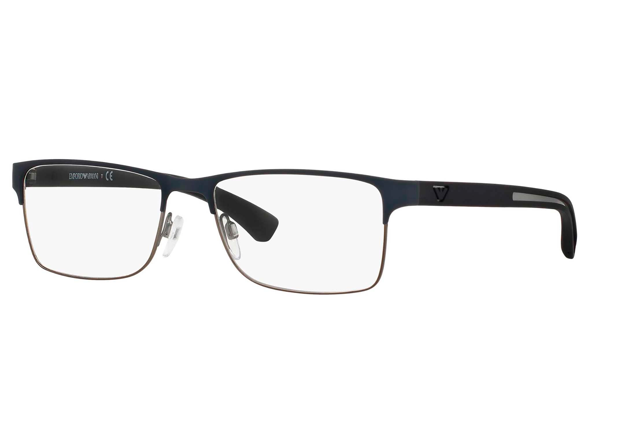 Emporio Armani briller - ea1052 3155 - Blå, Large Halv ramme i Metall, Plast - Rektangulære