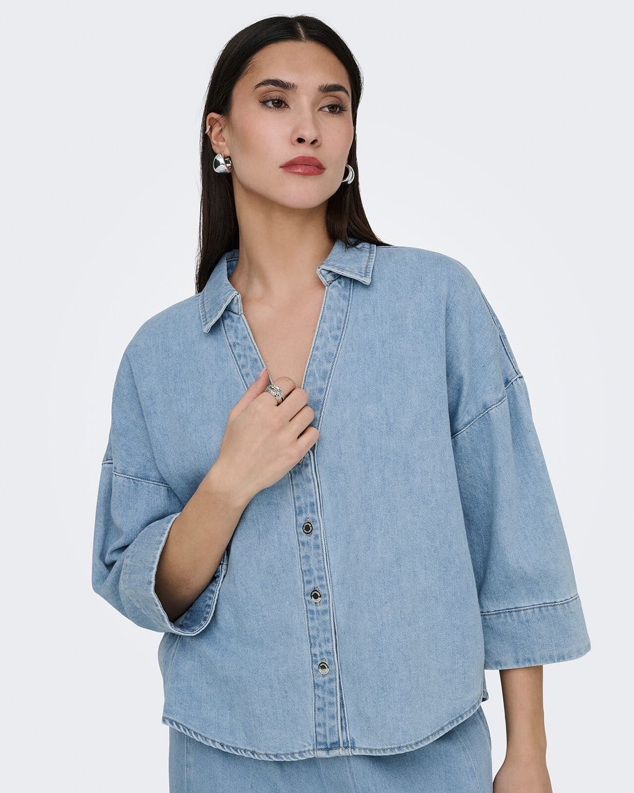 ONLY Denimtopp Montes 3/4, L, ONLY Topp Blå L