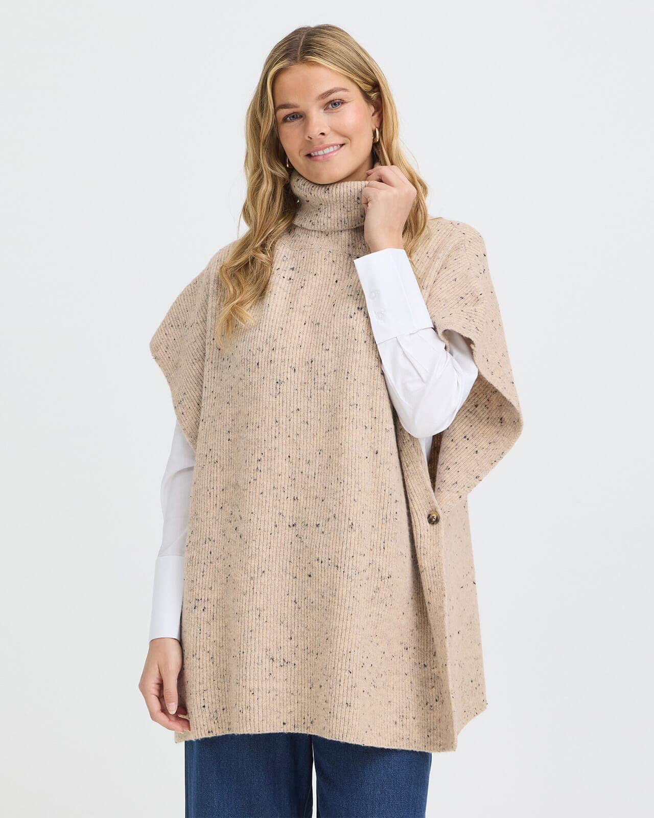 Fransa Poncho Nanna, ONESIZE, Fransa Poncho Beige One size
