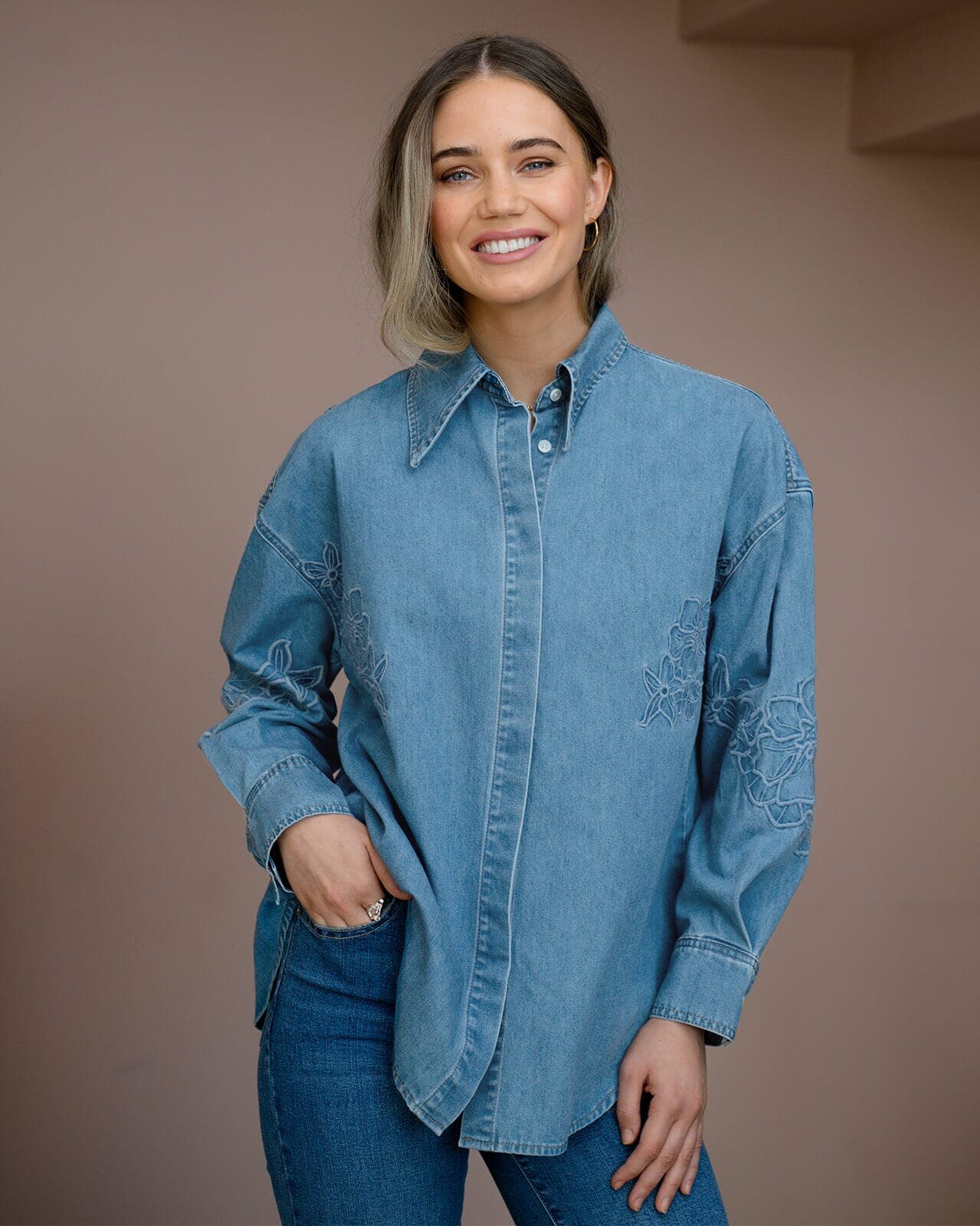 FLOYD Denimskjorte Rianna Flow, L, FLOYD Skjorte Blå L