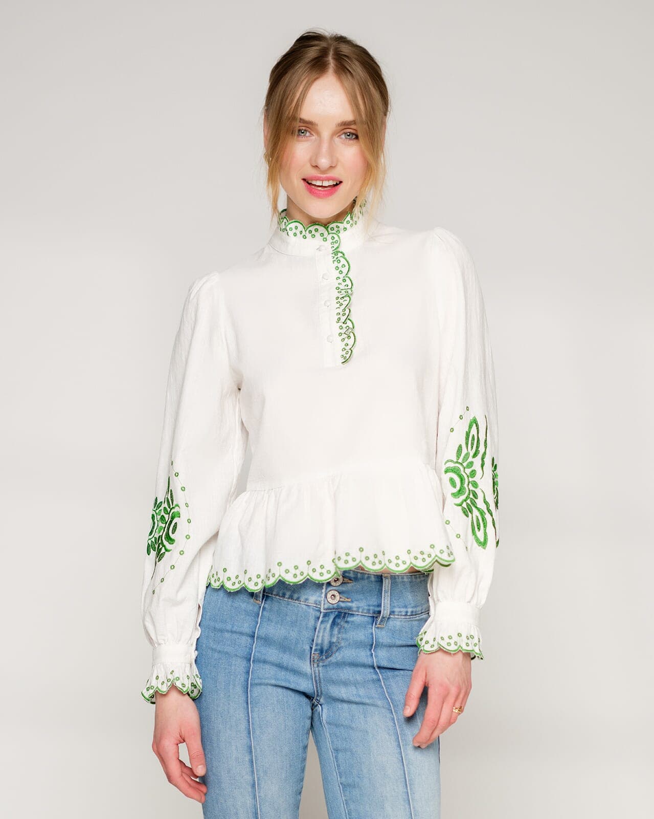 FLOYD Bluse Dolce Brodery, L, FLOYD Bluse Grønn L