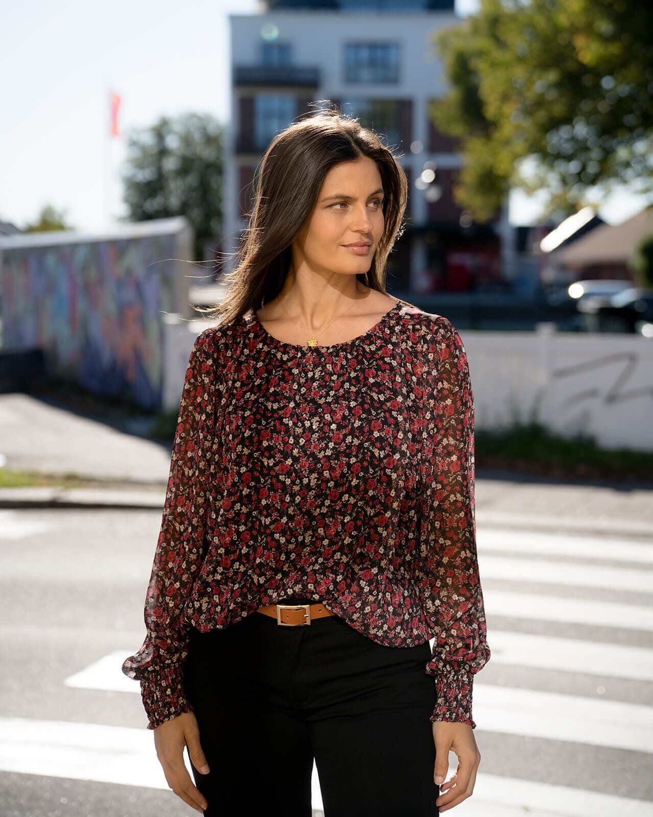 FLOYD Bluse Marita Roses, S, FLOYD Bluse Burgunder S