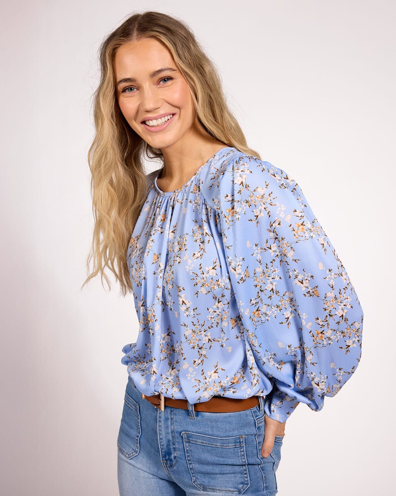 FLOYD Bluse Ebba Linum, XL, FLOYD Bluse Blå XL