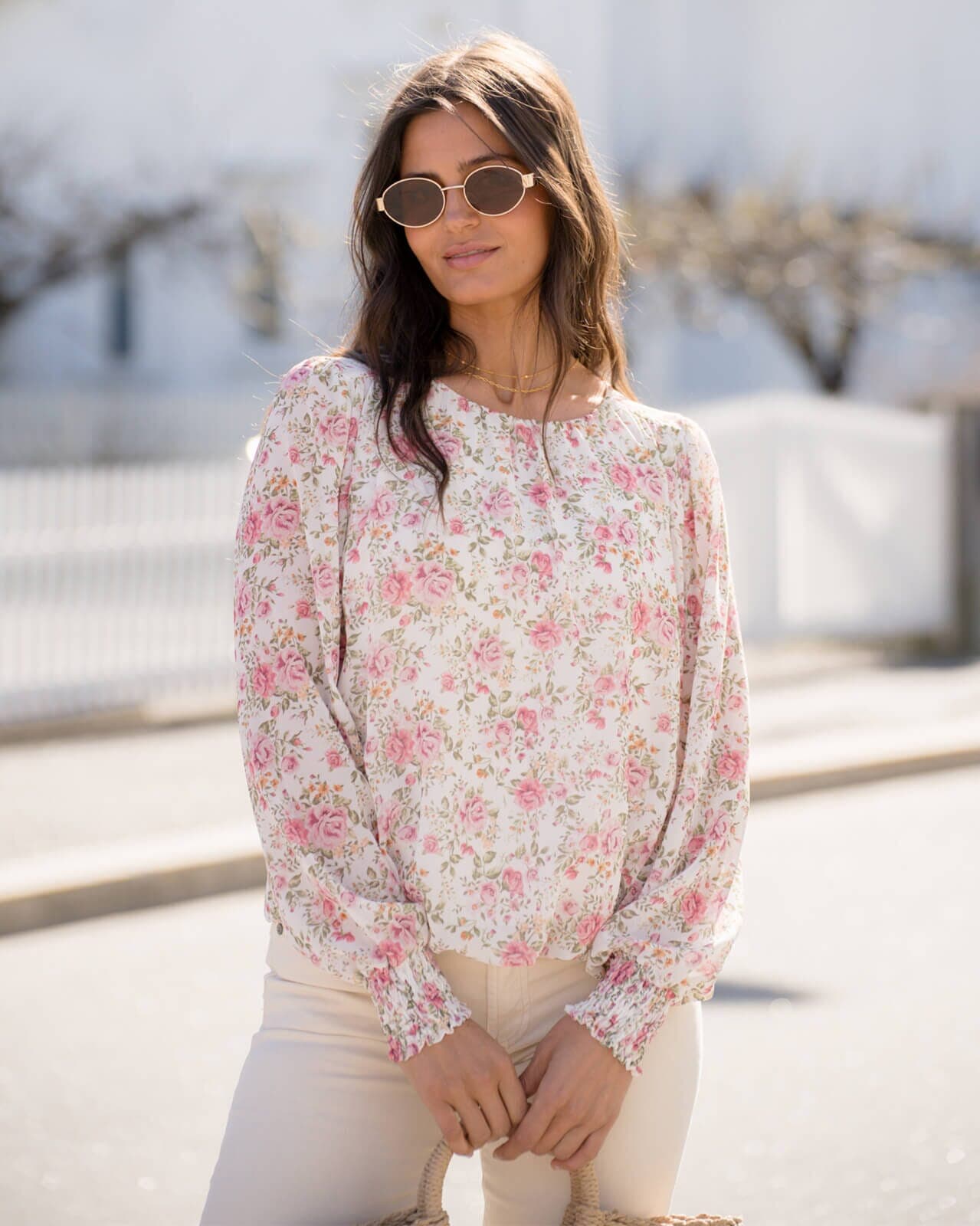 FLOYD Bluse Marita Roses, S, FLOYD Bluse Rosa S