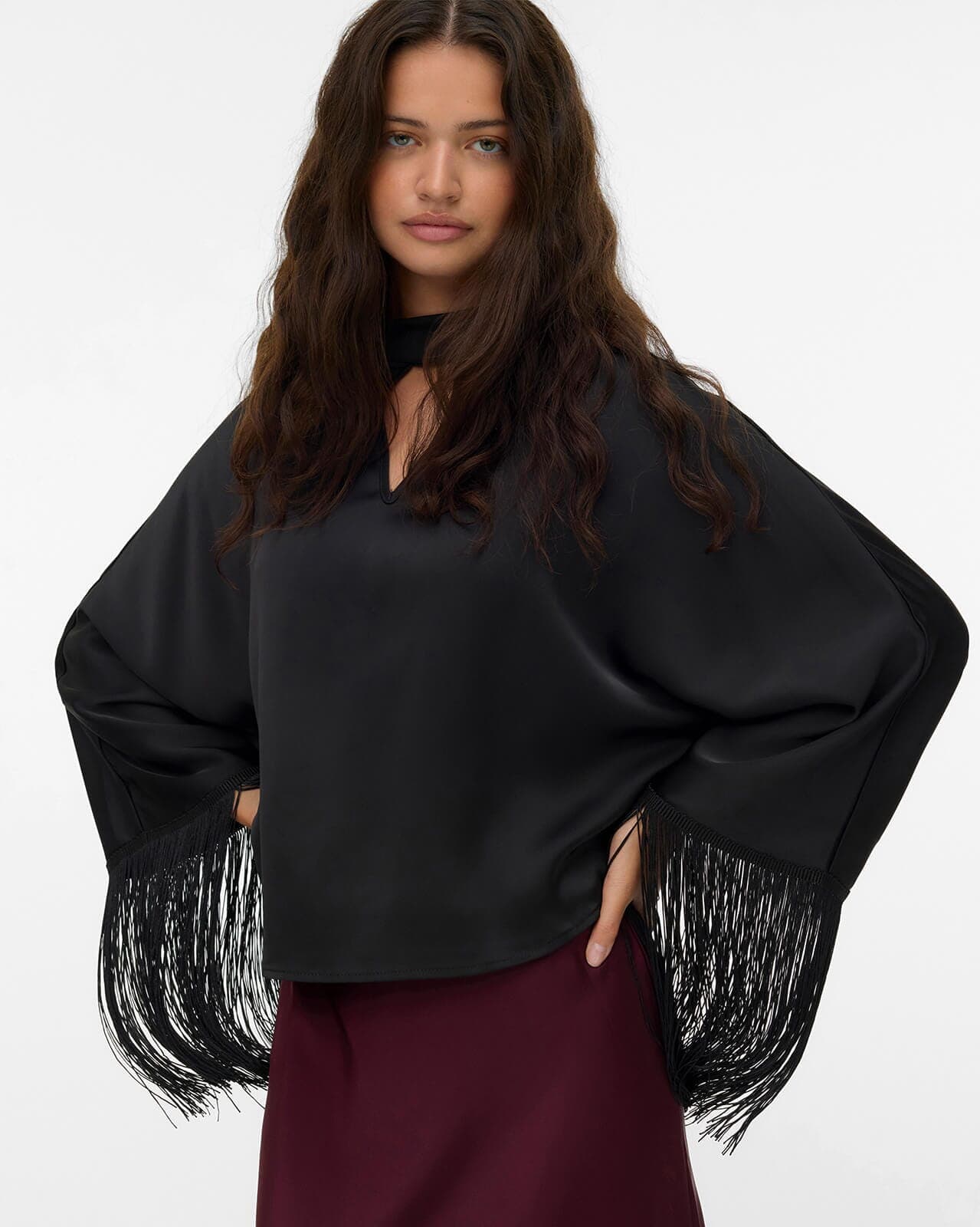 VERO MODA Satengtopp Maia, M, VERO MODA Topp Svart M