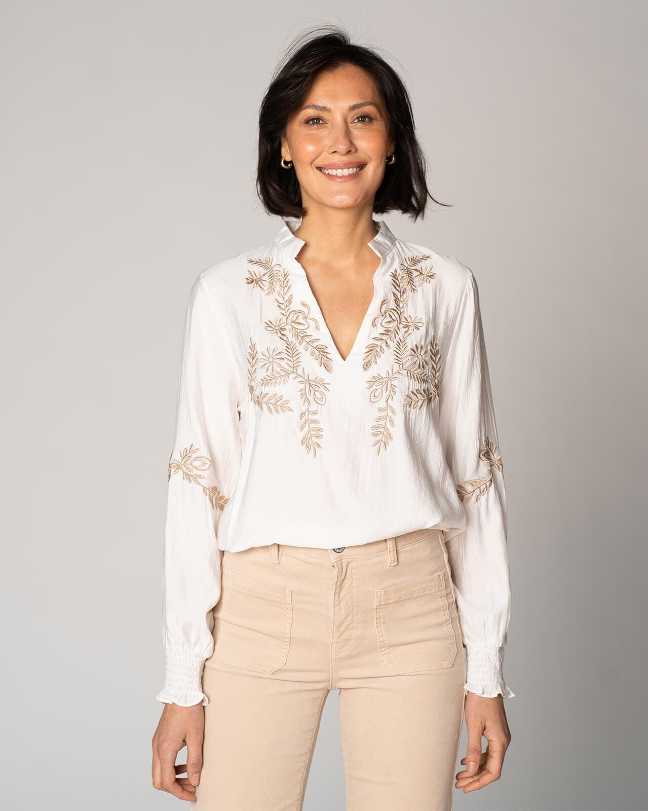 FLOYD Bluse Sari Brodery, XS, FLOYD Bluse Hvit XS
