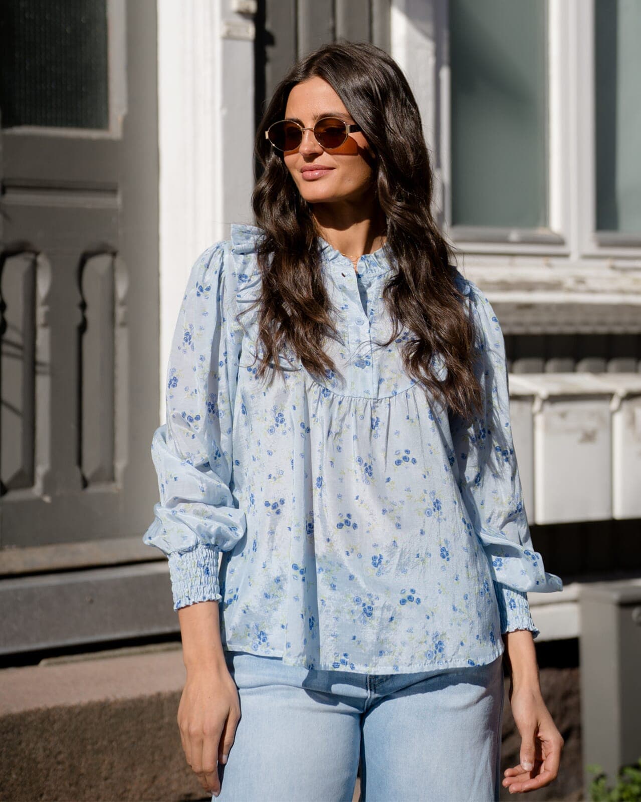FLOYD Bluse Lany Floret, XS, FLOYD Bluse Blå XS