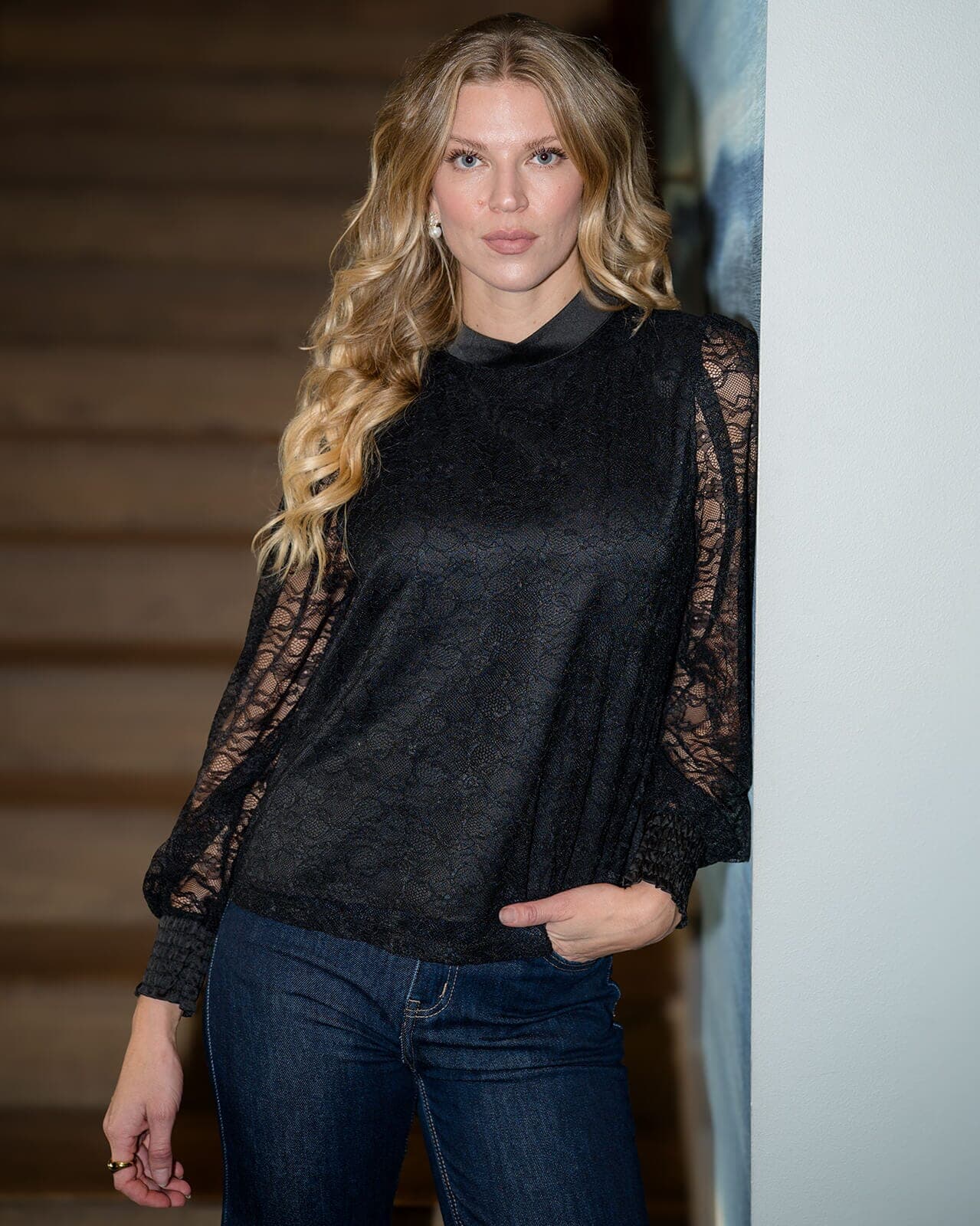 FLOYD Blondebluse Lanice, L, FLOYD Bluse Svart L