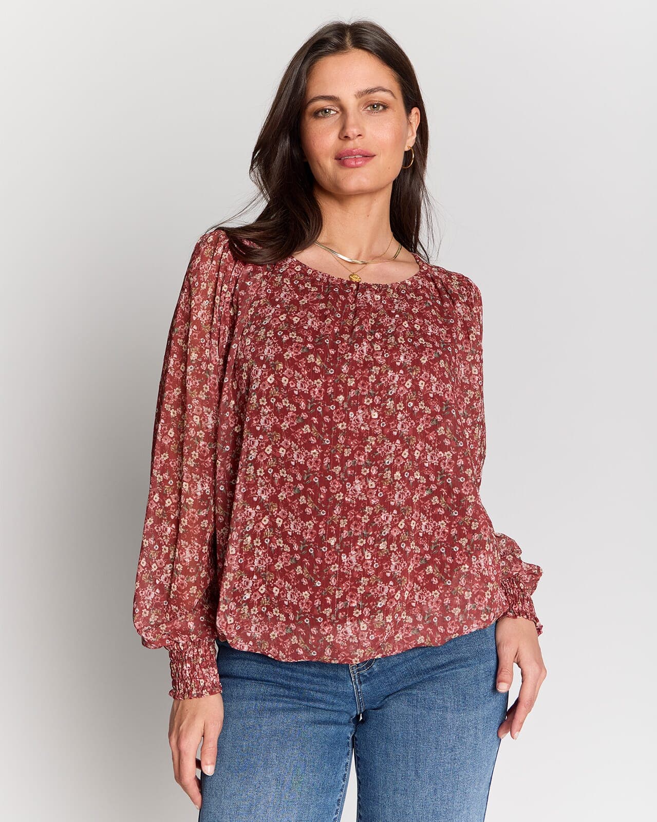 FLOYD Bluse Marita Roses, XS, FLOYD Bluse Burgunder XS