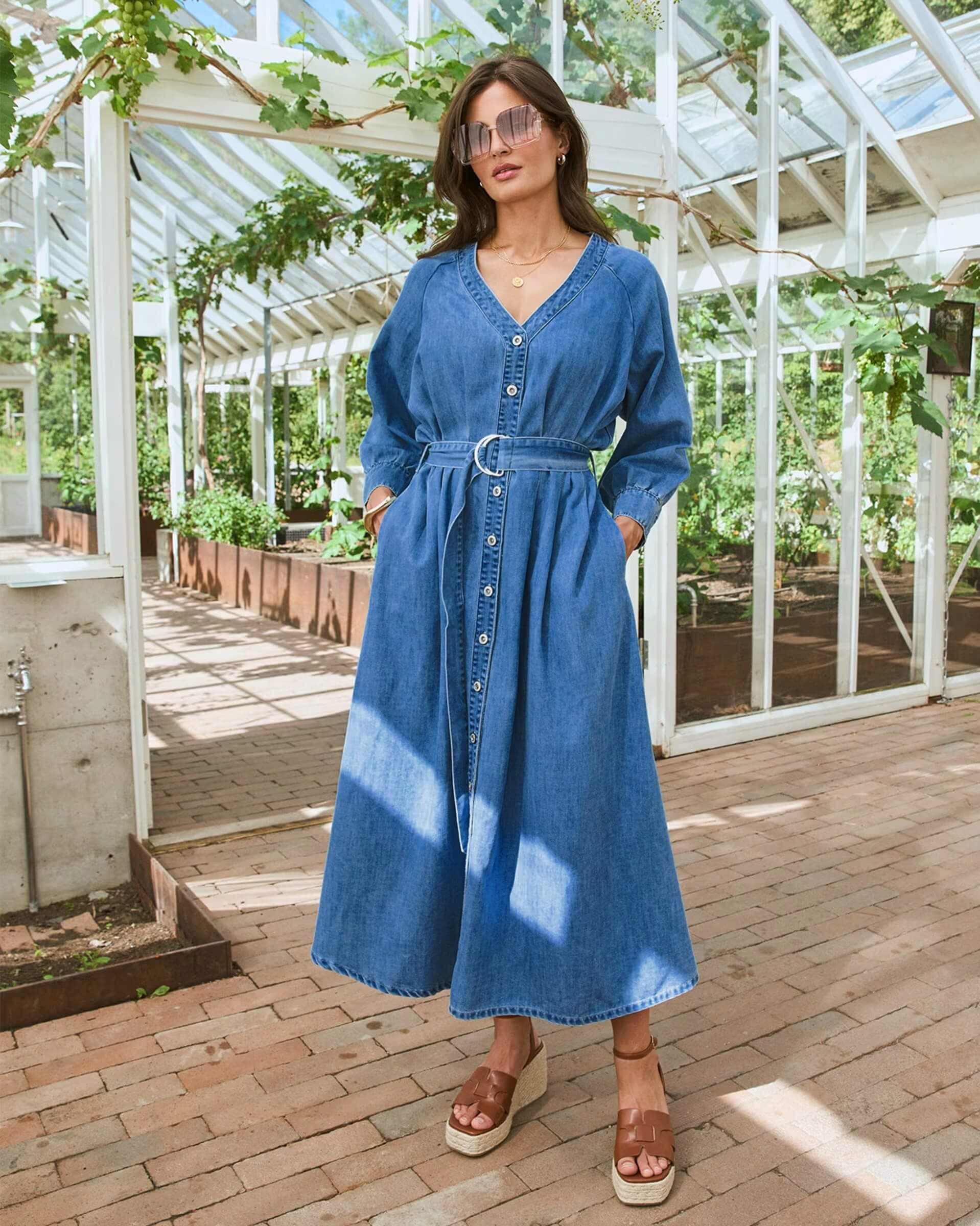 FLOYD Midikjole Elida Denim, XS, FLOYD Kjole Blå XS