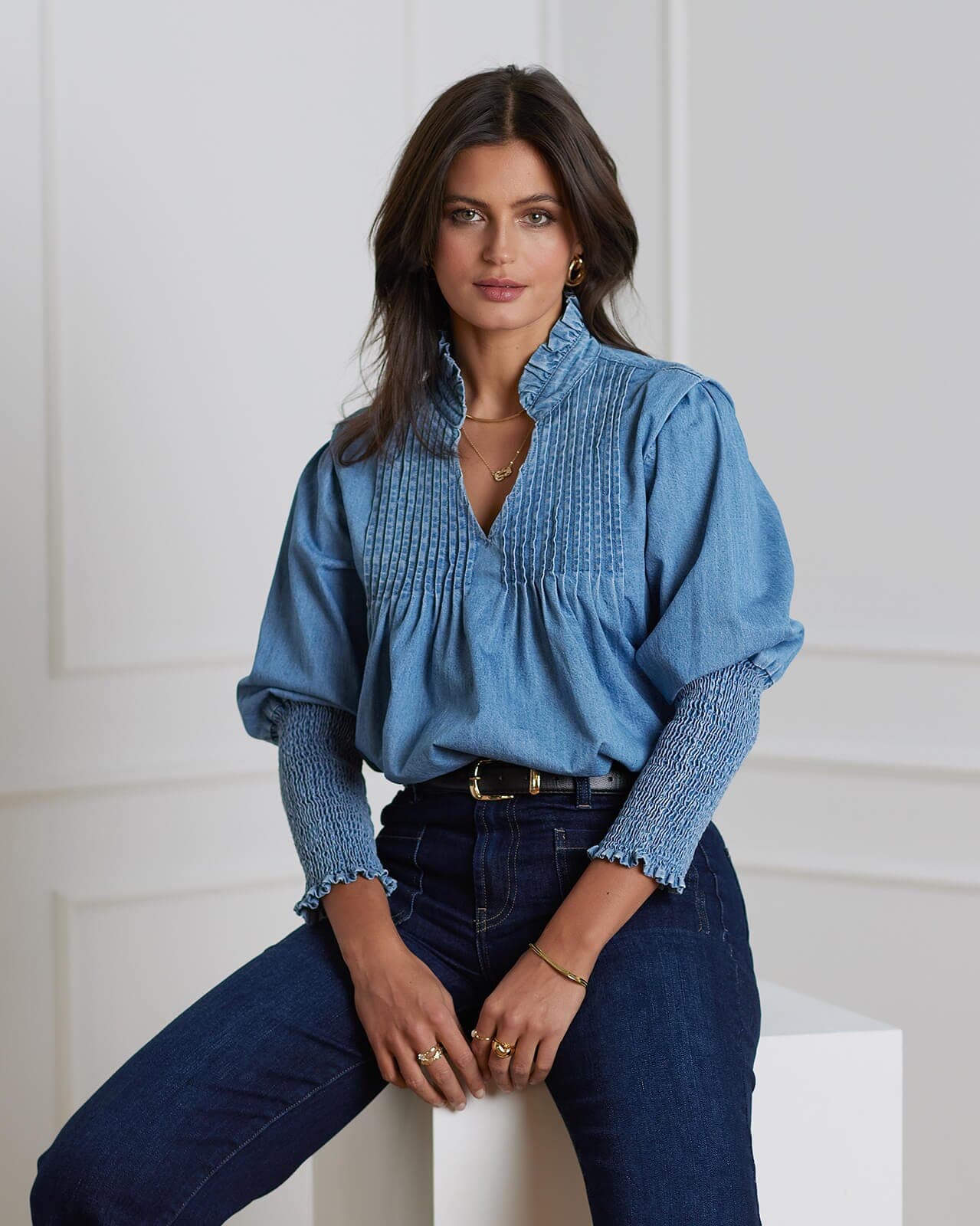 FLOYD Bluse Niki Denim, XS, FLOYD Bluse Blå XS