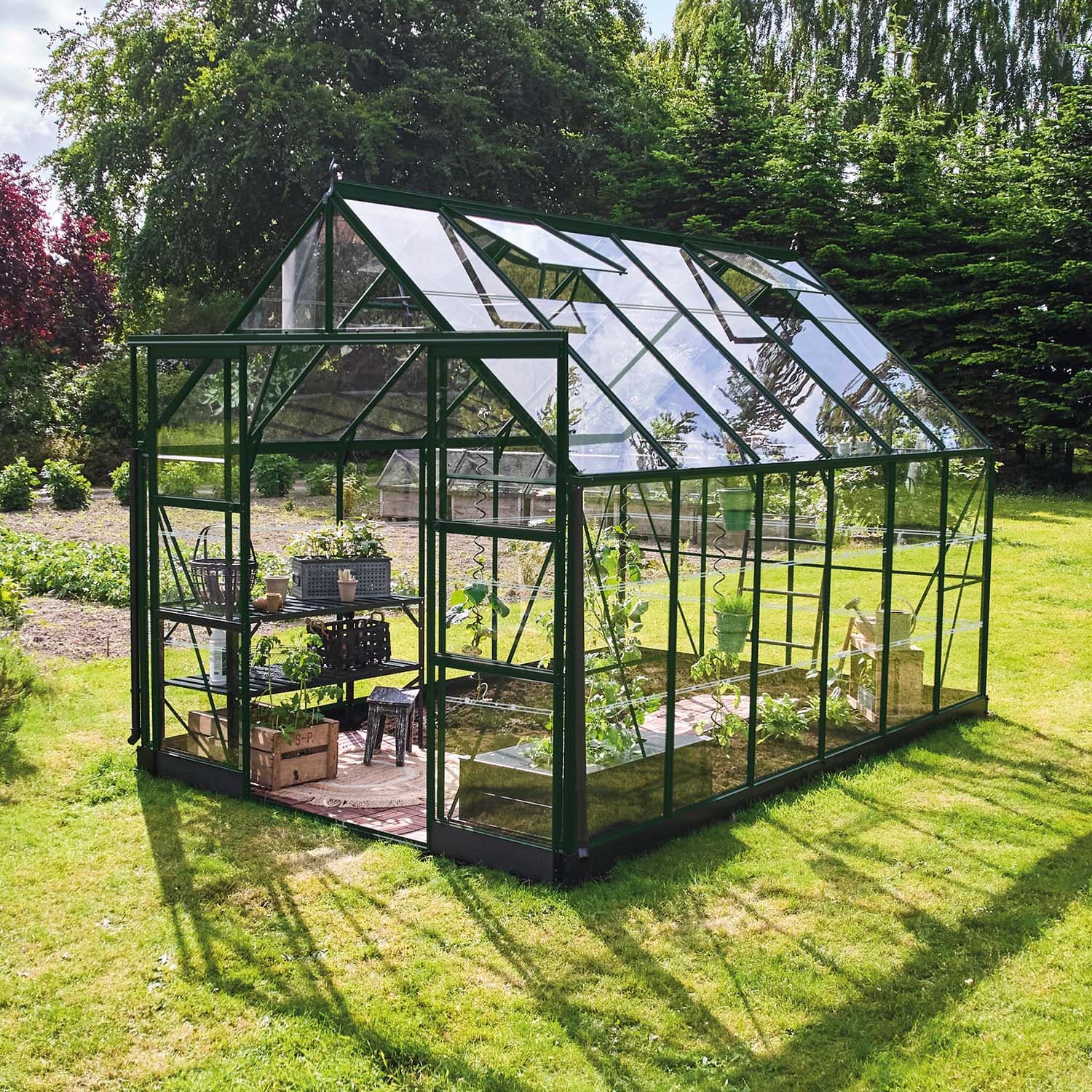 Drivhus Icon Grønn Glass, 9,7 M²