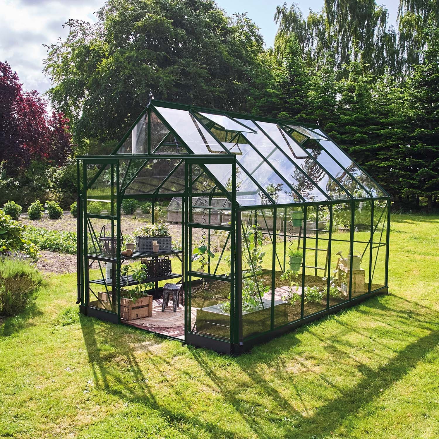 Drivhus Icon Grønn Sikkerhetsglass, 9,7 M²