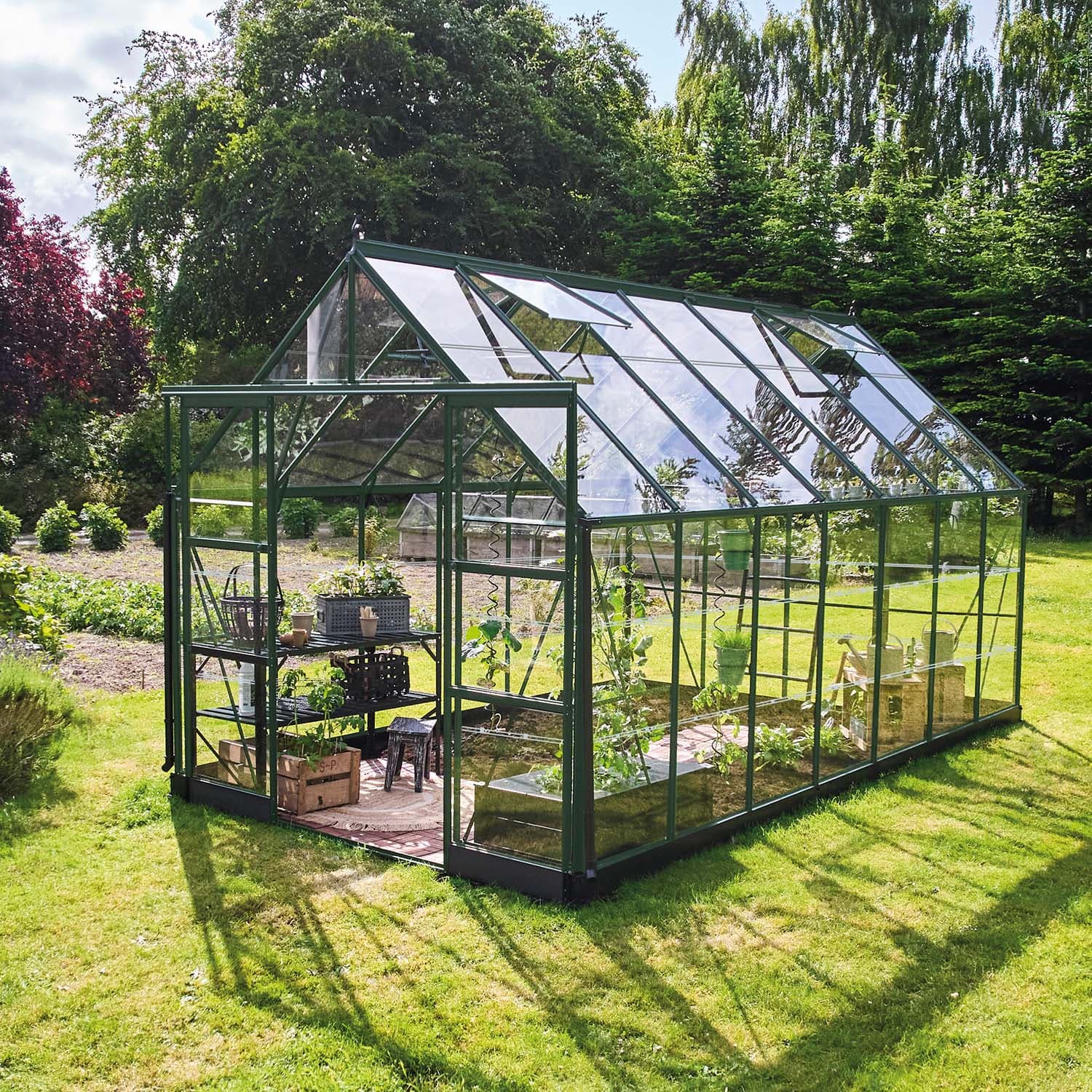 Drivhus Icon Grønn Glass, 11,2 M²