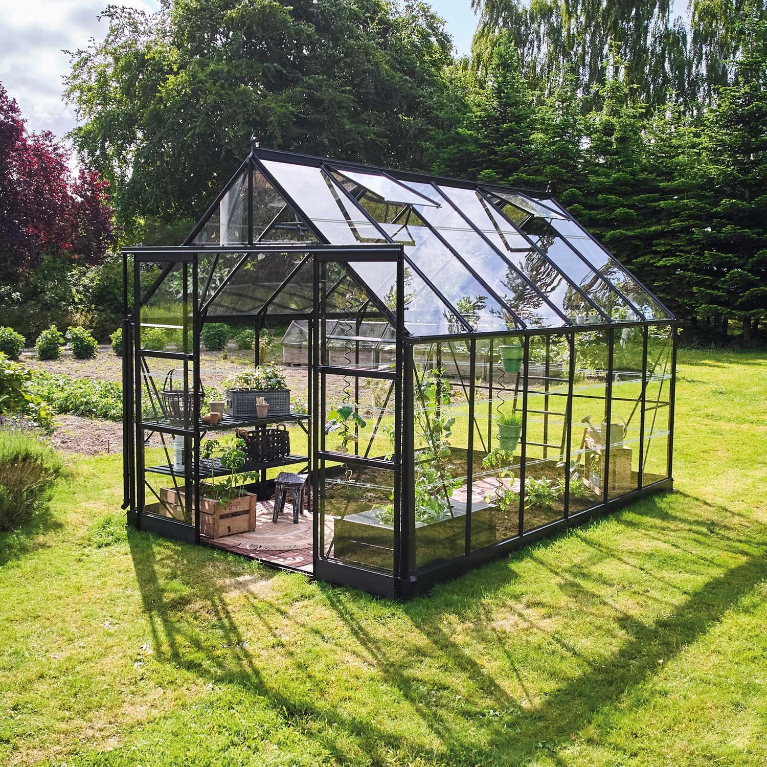 Drivhus Icon Svart Glass, 9,7 M²