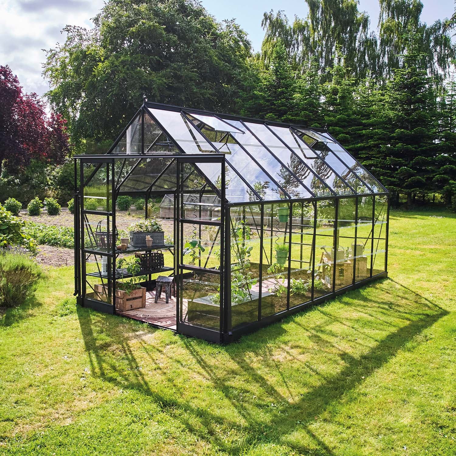 Drivhus Icon Svart Glass, 11,2 M²