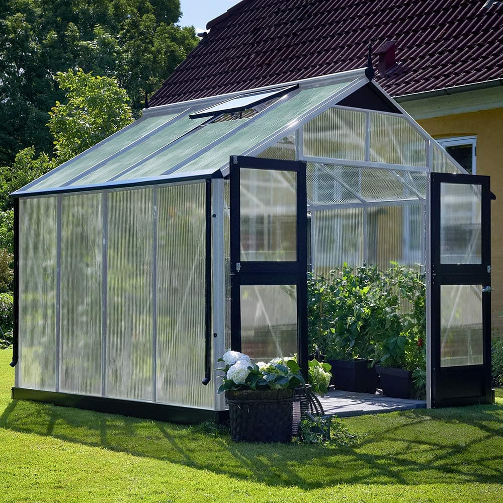 Drivhus Juliana Premium Aluminium, Kanalplast, 8,7 M²
