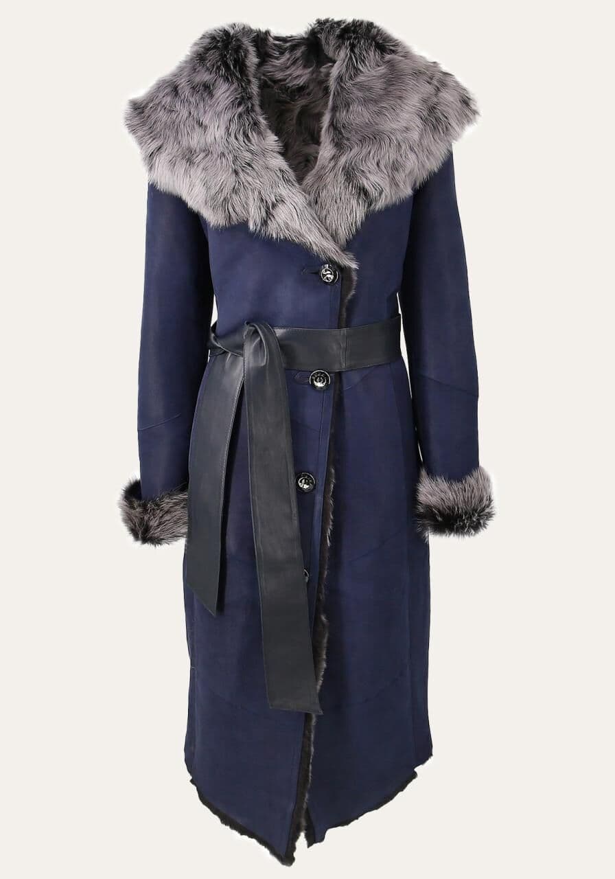 Toscana Lammfellmantel Lanessa Blau - Größe: XXL