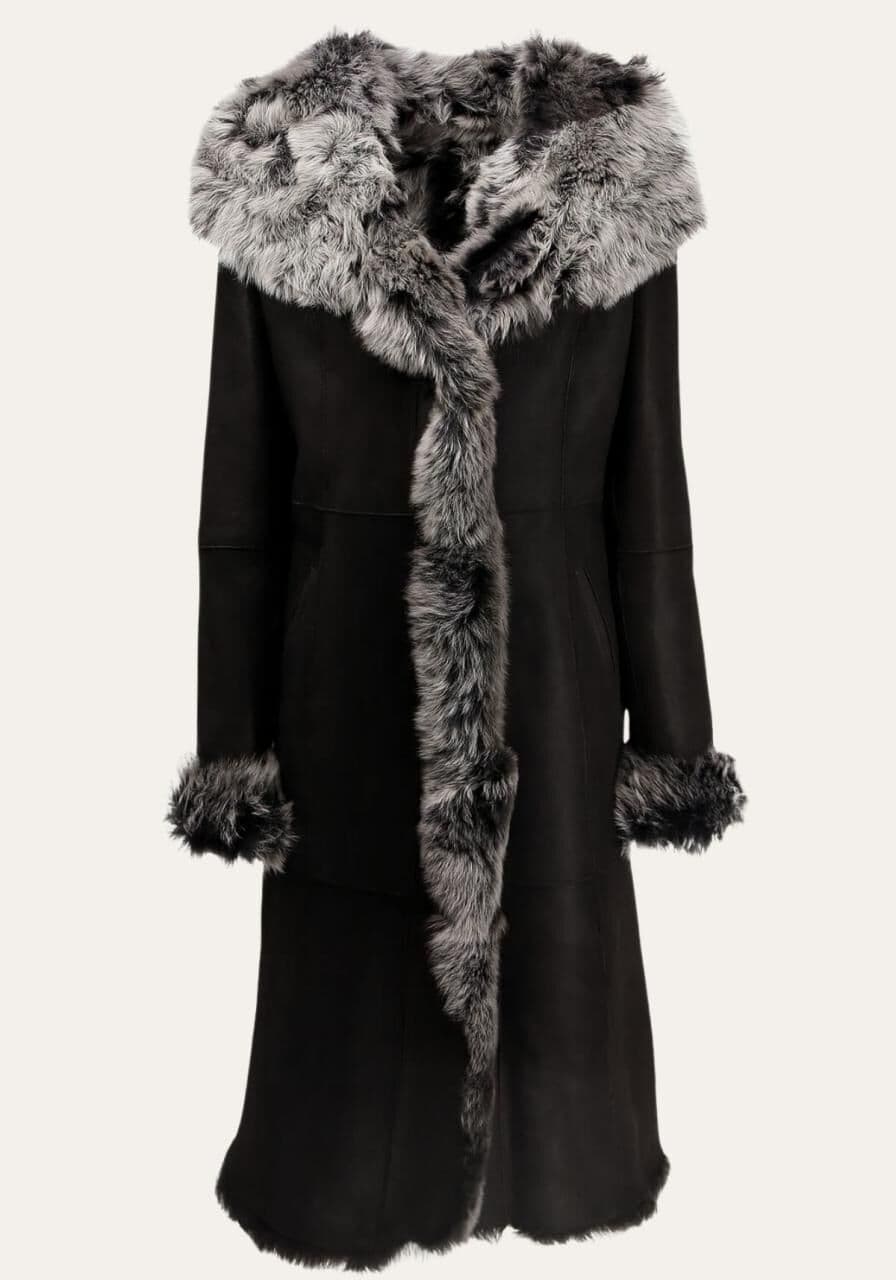 Toscana Lammfellmantel Charlene Schwarz - Größe: XL