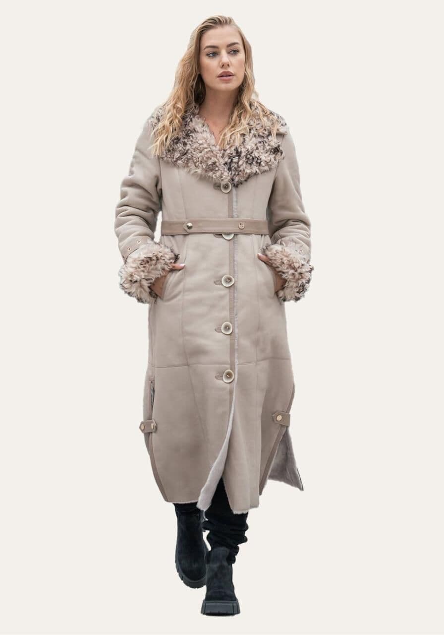 Lammfellmantel Florence Beige - Größe: XL