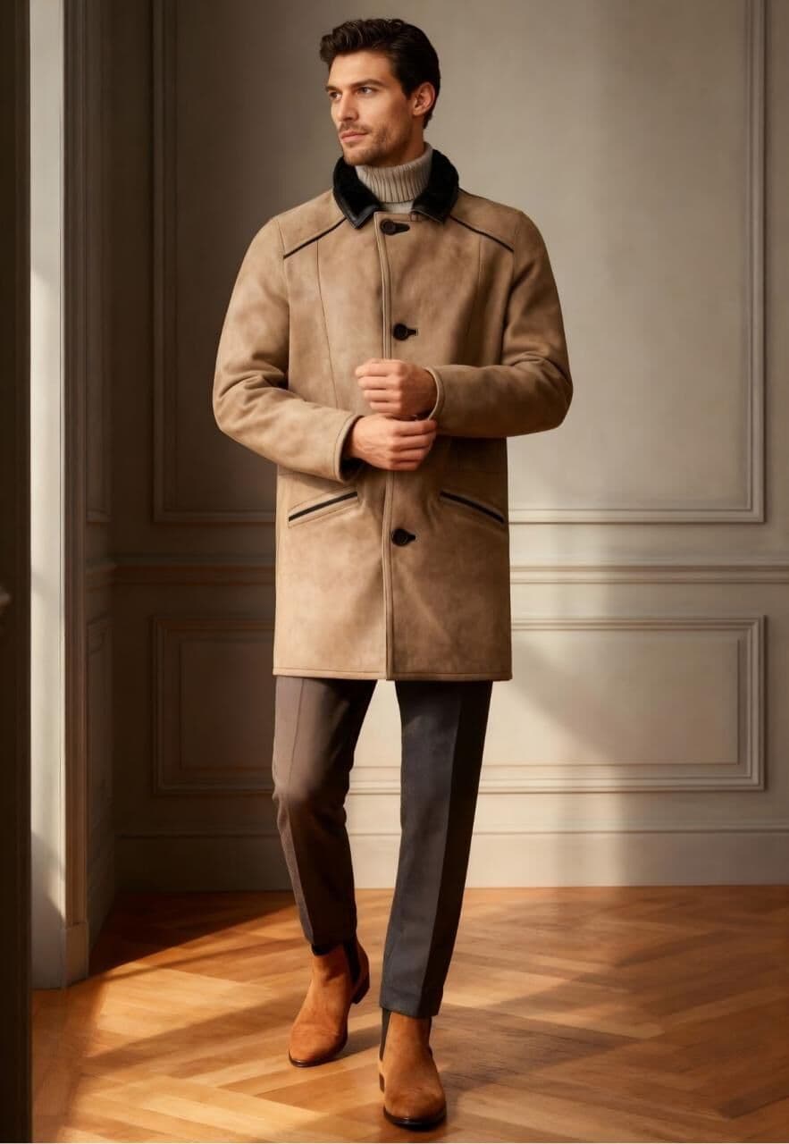 Lammfellmantel Antonio Camel - Größe: L