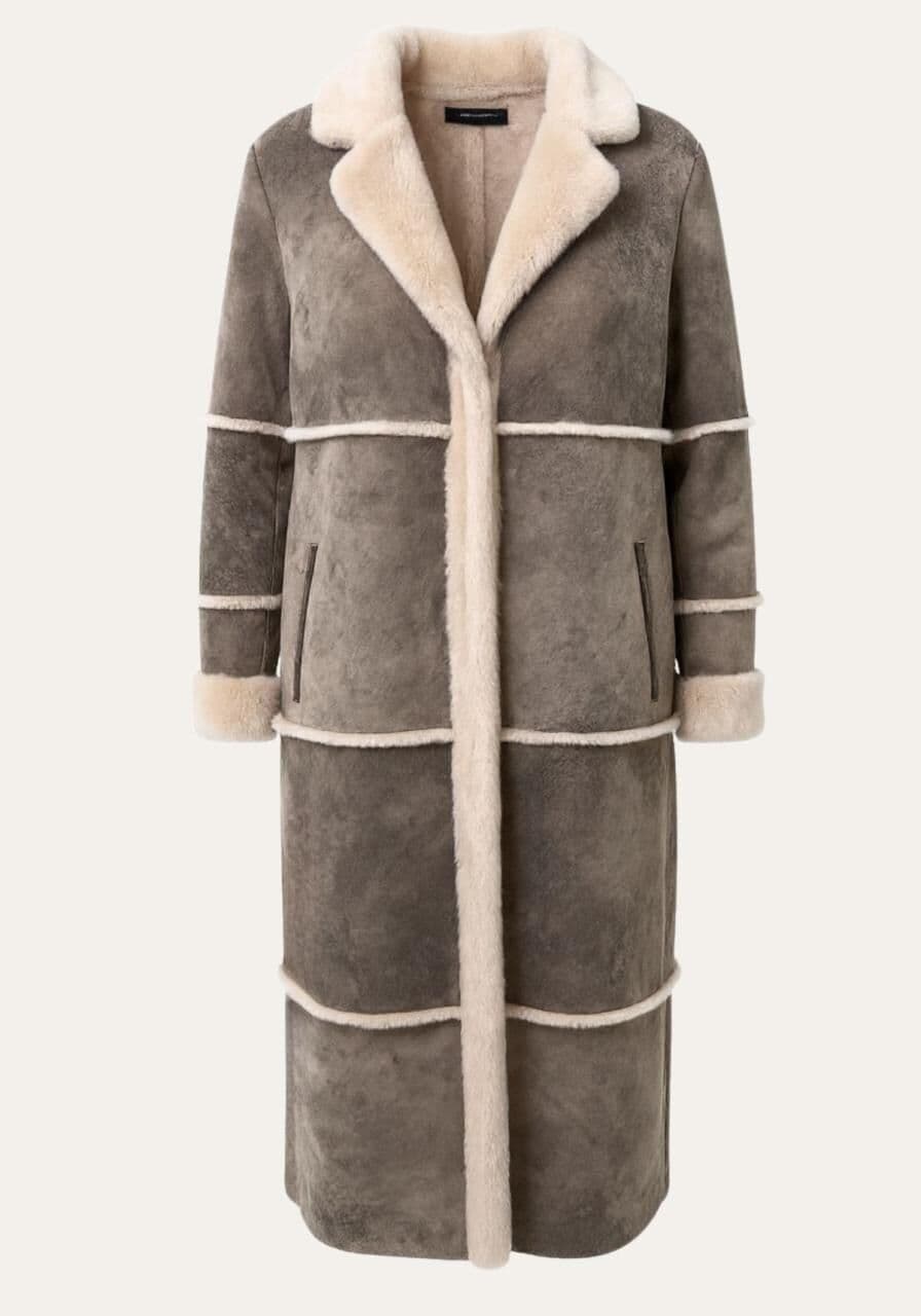 Mantel Alina – Sanfte Wärme aus Shearling in natürlicher ... - Größe: M