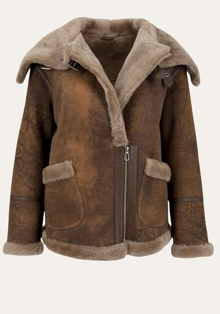 Shearling Jacke – sportliche Lammfelljacke mit urbaner Note - Größe: M
