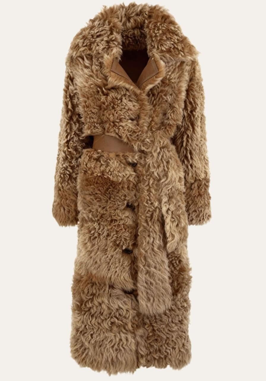 Curly Wendemantel Noella aus Lammfell in Beige - Größe: L
