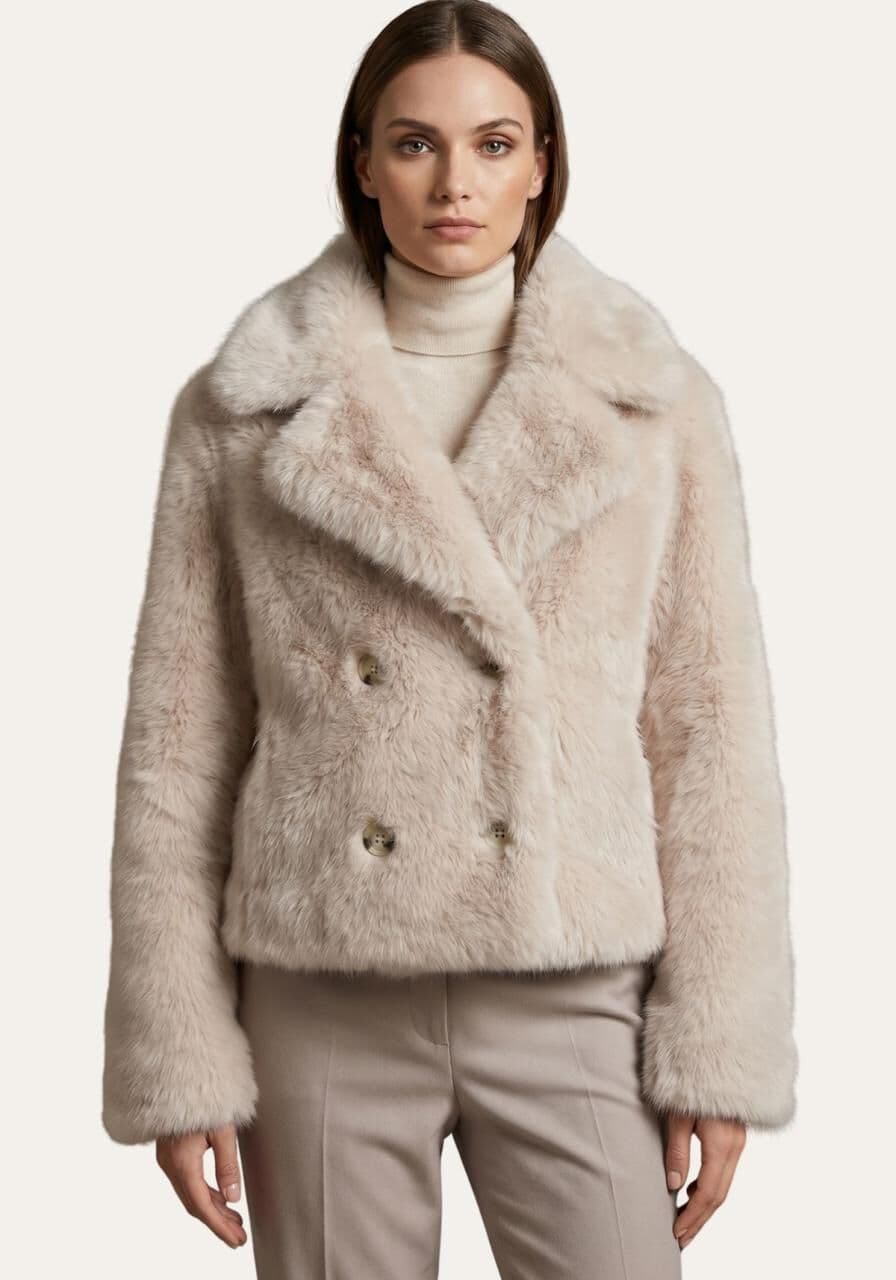 Toscana Lammfelljacke in Creme-Beige Modell 1039 - Größe: M