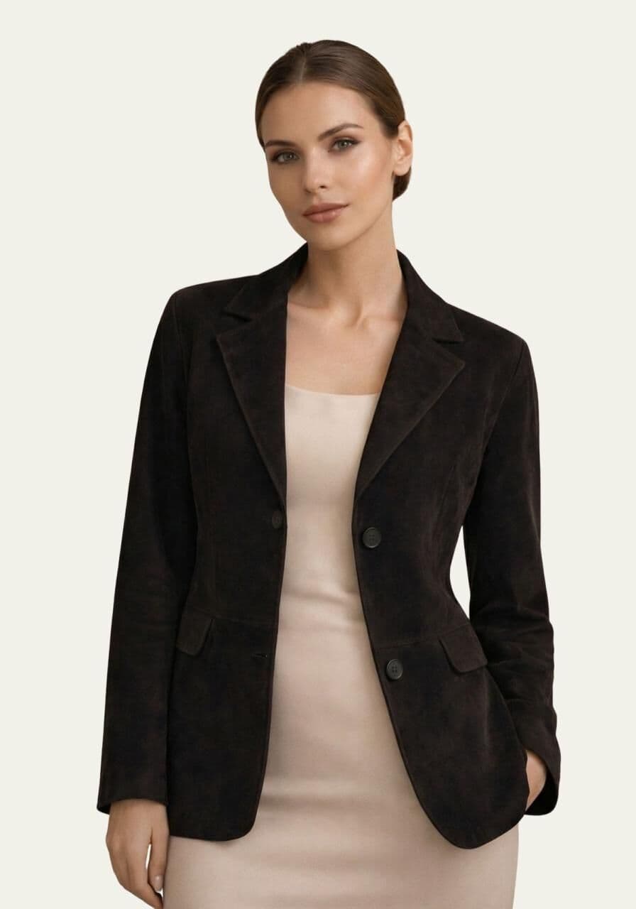 Lederjacke im Sakko-Design Schwarz - Größe: L