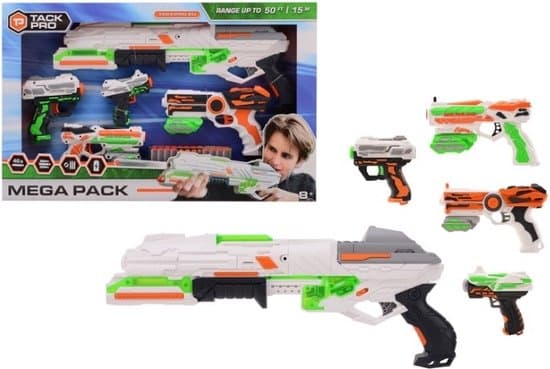 Tack Pro Mega Blaster Pack - 1 Stor og 4 Mindre Blasters med 40 Piler