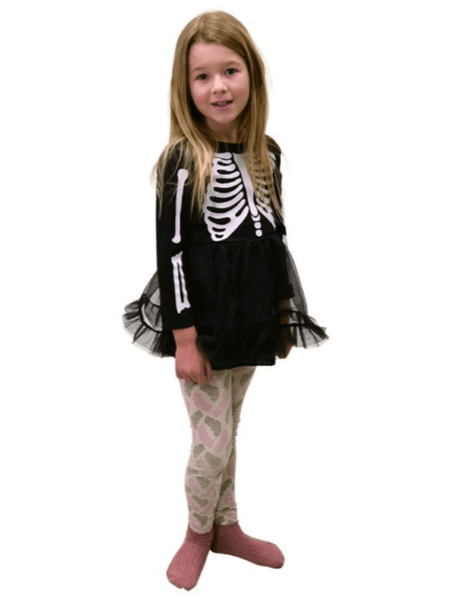 Halloween skjelettkjole forkledd (134/140)
