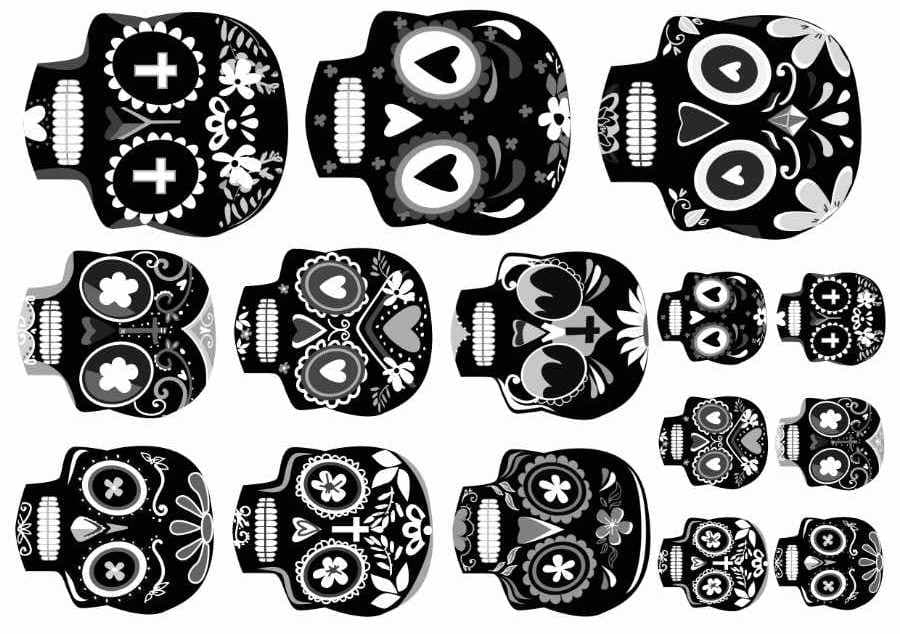 Day of The Dead Black Skull Tattoos