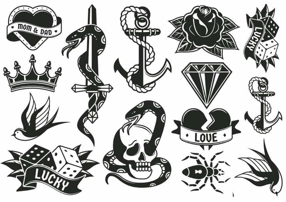 Old school tattoo symbols