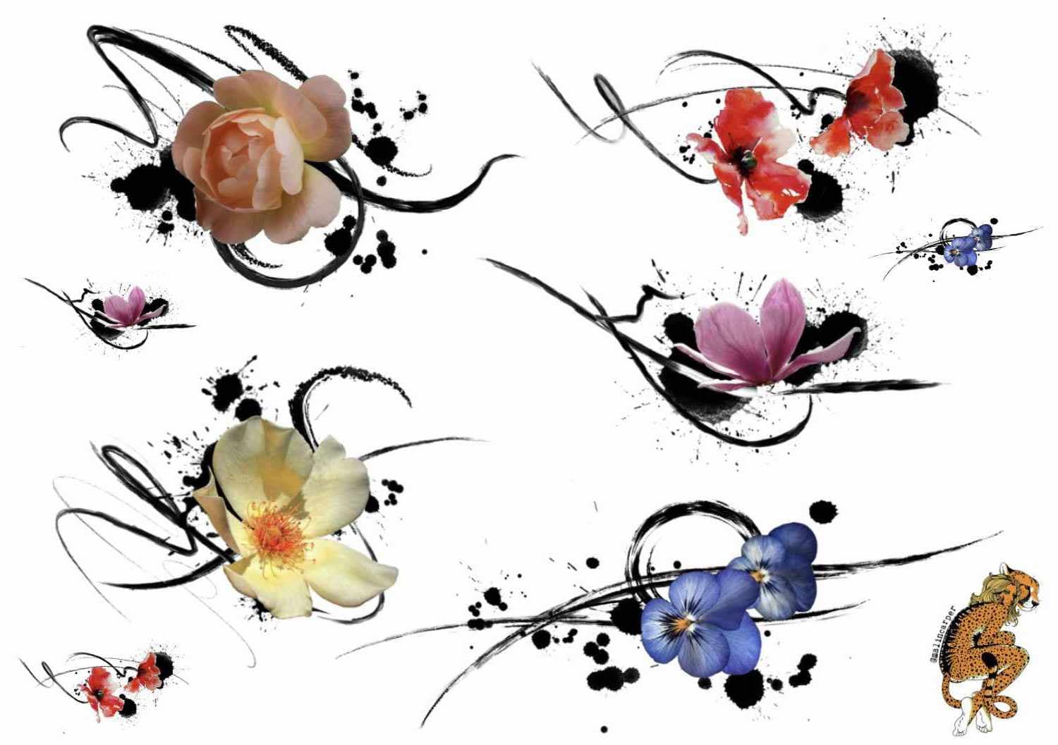 Flash "Color Tattoos" by Malin Carper at Bad Mood Tattoo