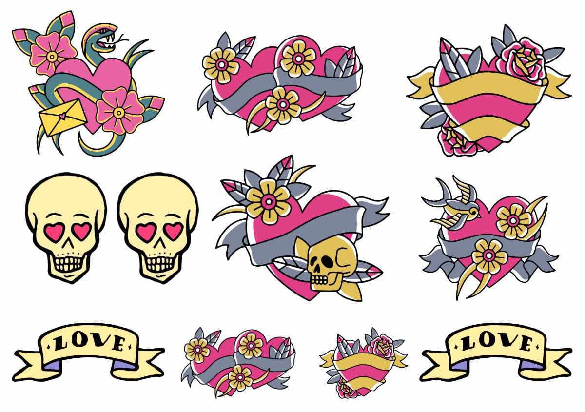 Old school love tattoos