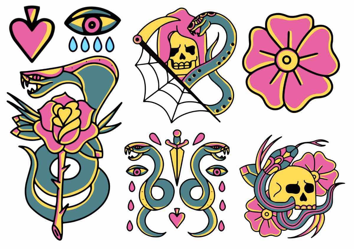 Old school snake tattoos