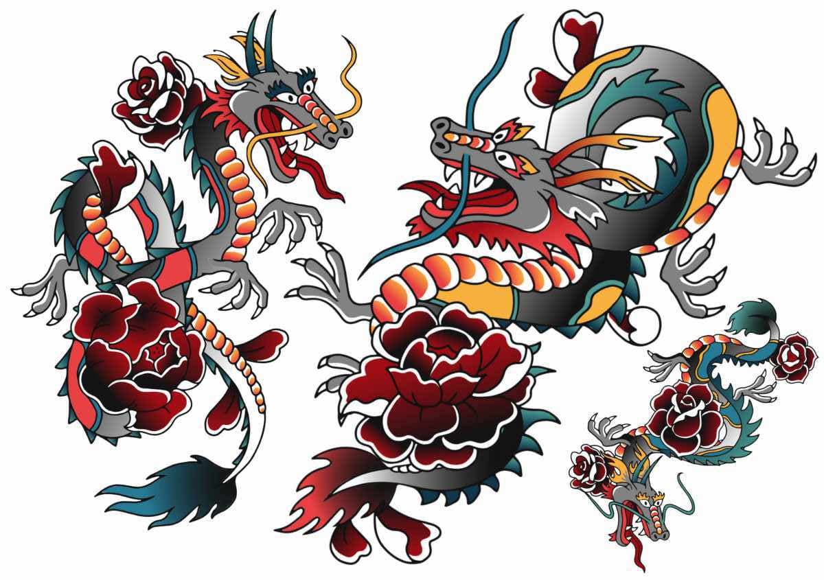 Oldschool dragon tattoos