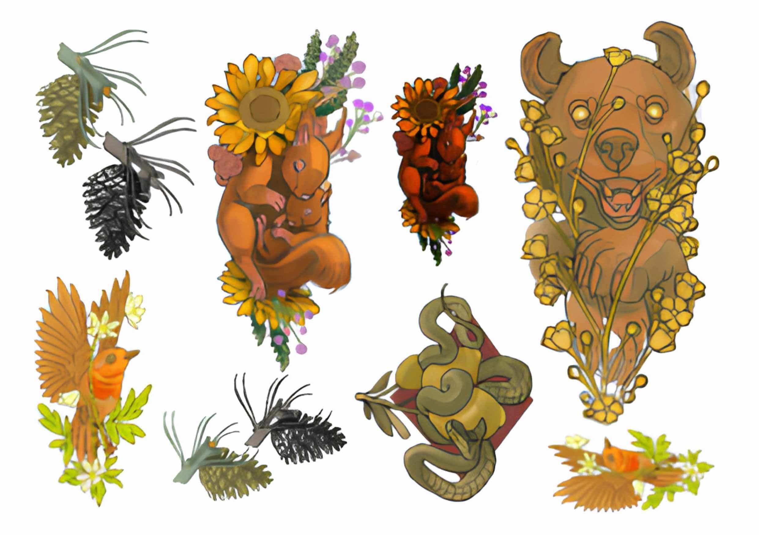 Flash "Forest Animals" by Wimans Tattoo