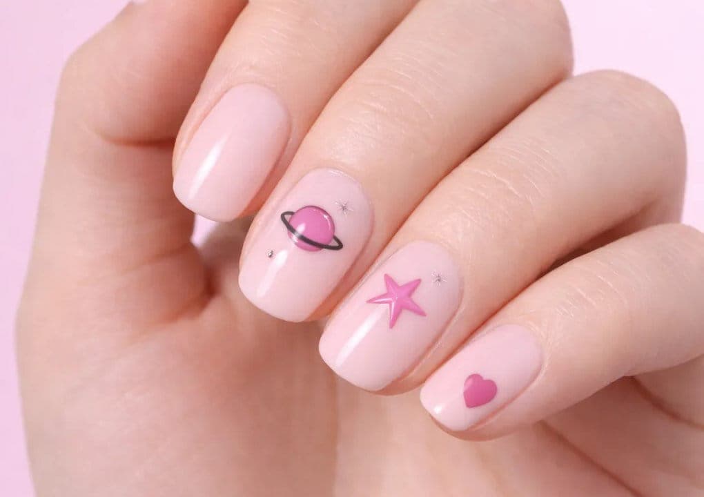 Hot Pink Punk Nail Stickers