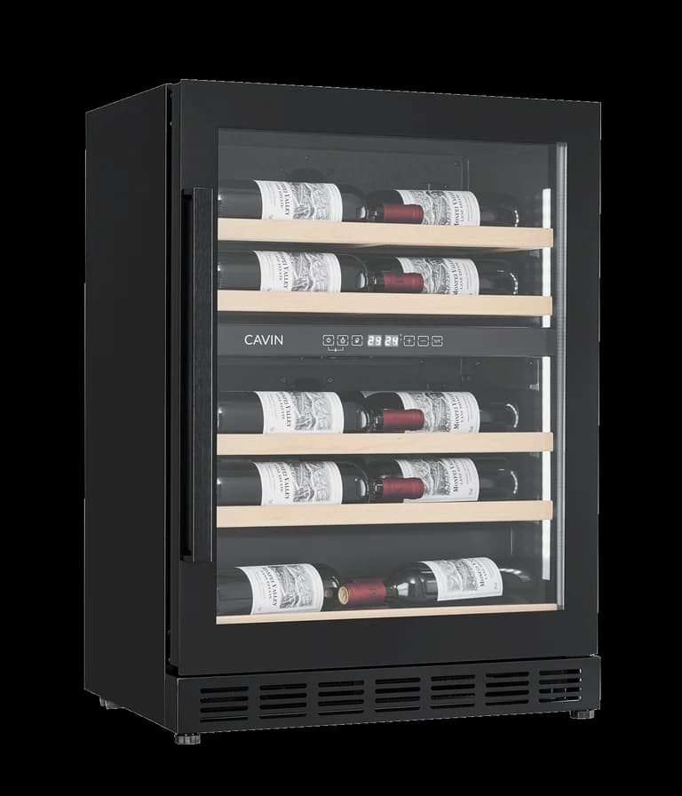 Innbyggbart vinskap - Arctic Collection 60D Shallow - Fullglass Black - Cavin