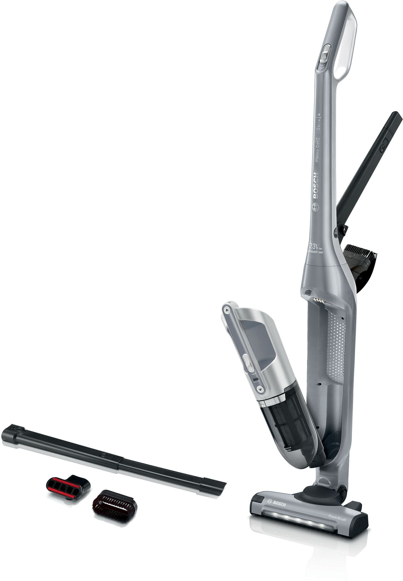 Bosch Serie 4 Oppladbar støvsuger Flexxo Gen2 23Vmax Sølv BCH3K2301