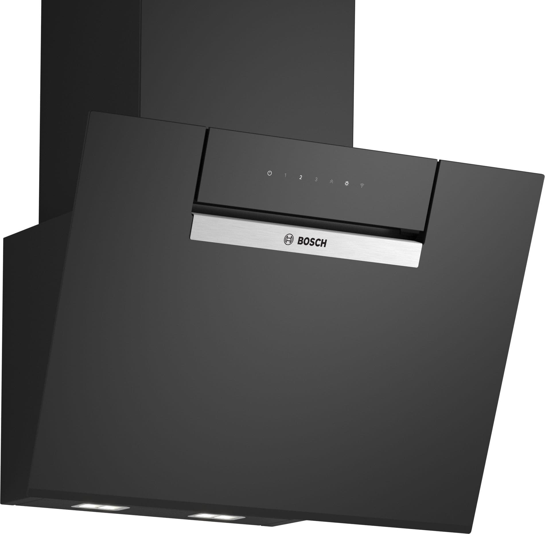 Bosch Serie 4 Veggmontert ventilator 60 cm Klart glass m svart trykk, Sort DWK67FN60